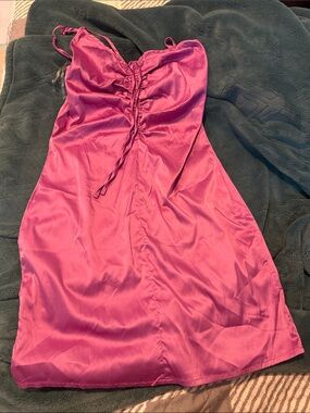 Derek Heart Magenta Satin Mini Dress